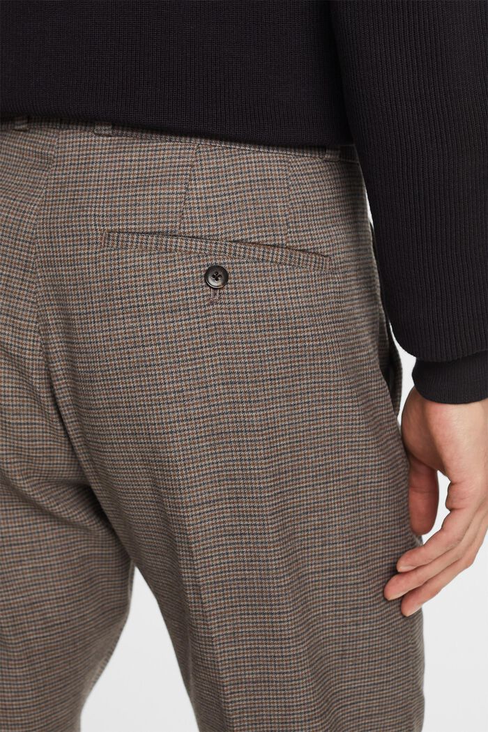 Pantalon en laine à motif pied-de-poule, BROWN GREY, detail image number 4