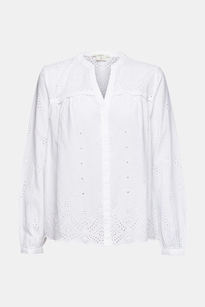 Chemisier à broderie anglaise, WHITE, overview