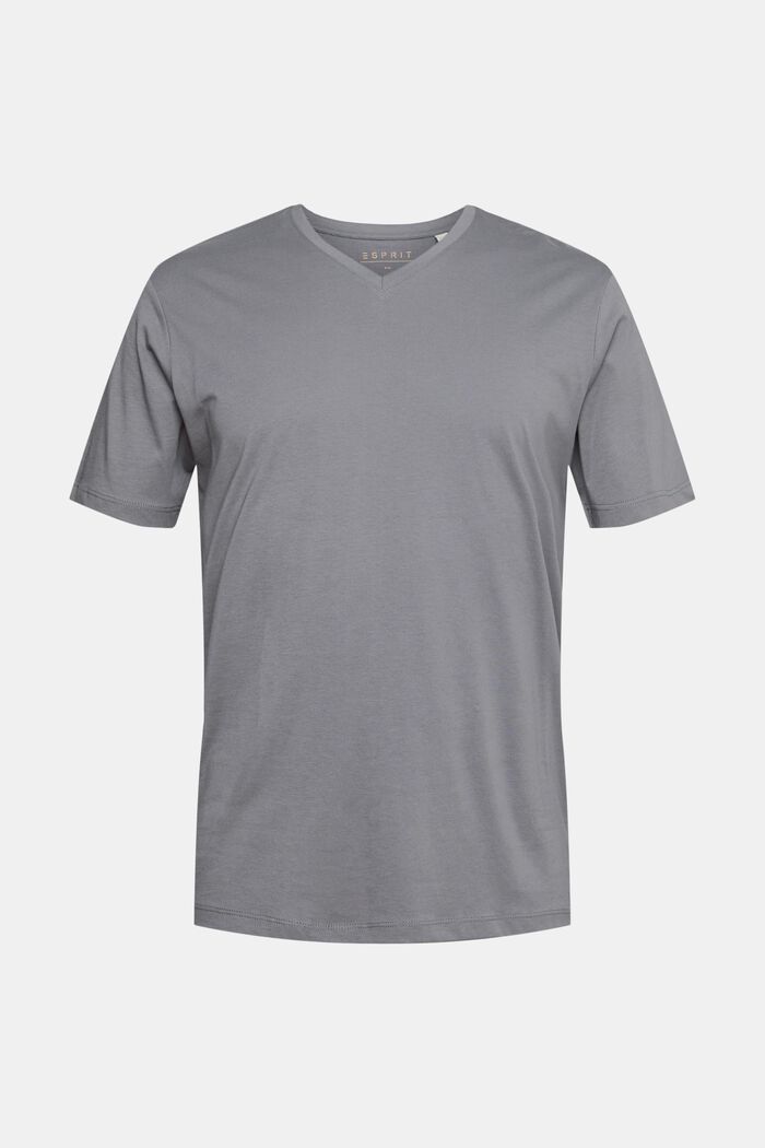 T-shirt à encolure en V en coton durable, DARK GREY, detail image number 6
