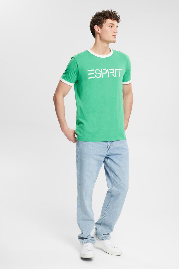 T-shirt en jersey à imprimé logo, GREEN, detail image number 1