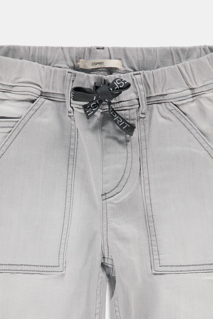 Short en jean à cordon de serrage élastique au niveau de la taille, GREY LIGHT WASHED, detail image number 2