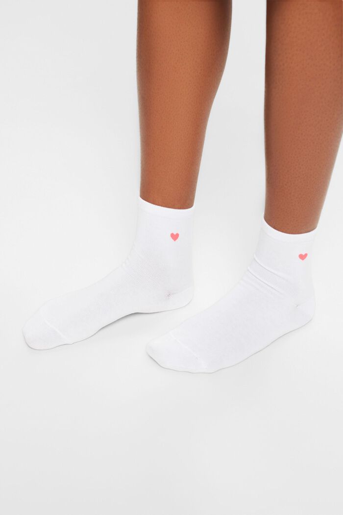 Lot de 2 paires de chaussettes à motif cœurs, WHITE, detail image number 1