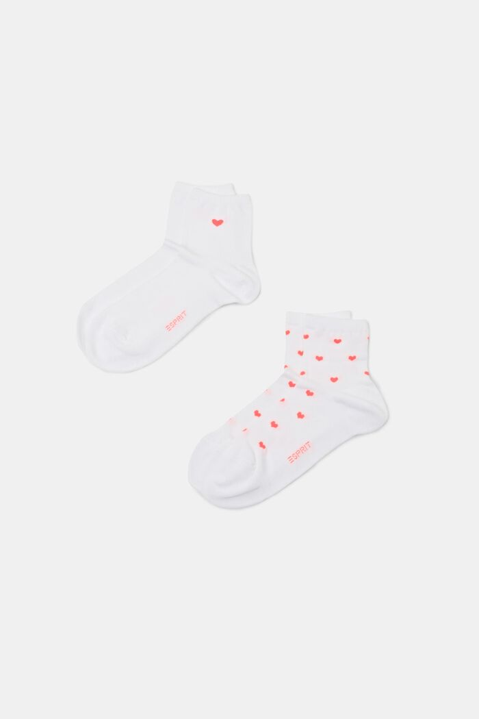 Lot de 2 paires de chaussettes à motif cœurs, WHITE, detail image number 0