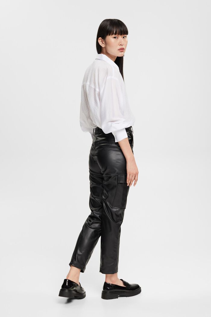 Pantalon en similicuir doté d’une ceinture, BLACK, detail image number 4