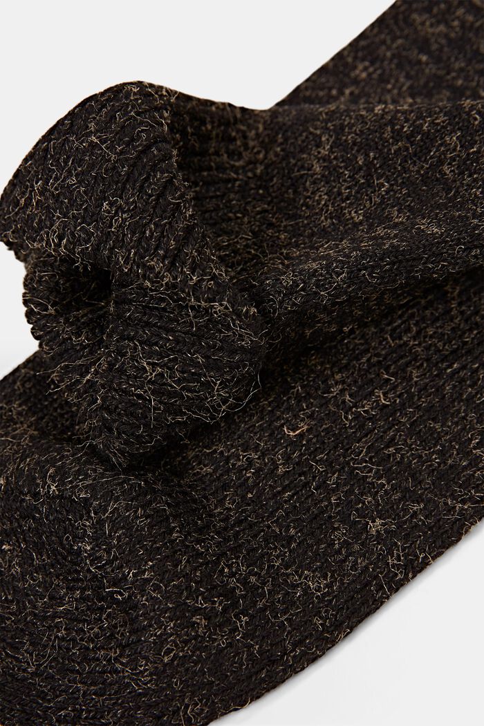 Chaussettes chinées en coton mélangé, BLACK, detail image number 1