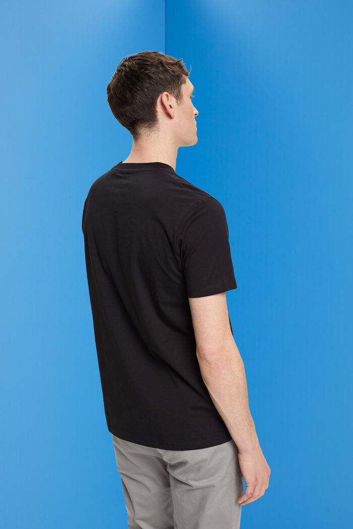T-shirt à col ras du cou en pur coton, BLACK, detail image number 3