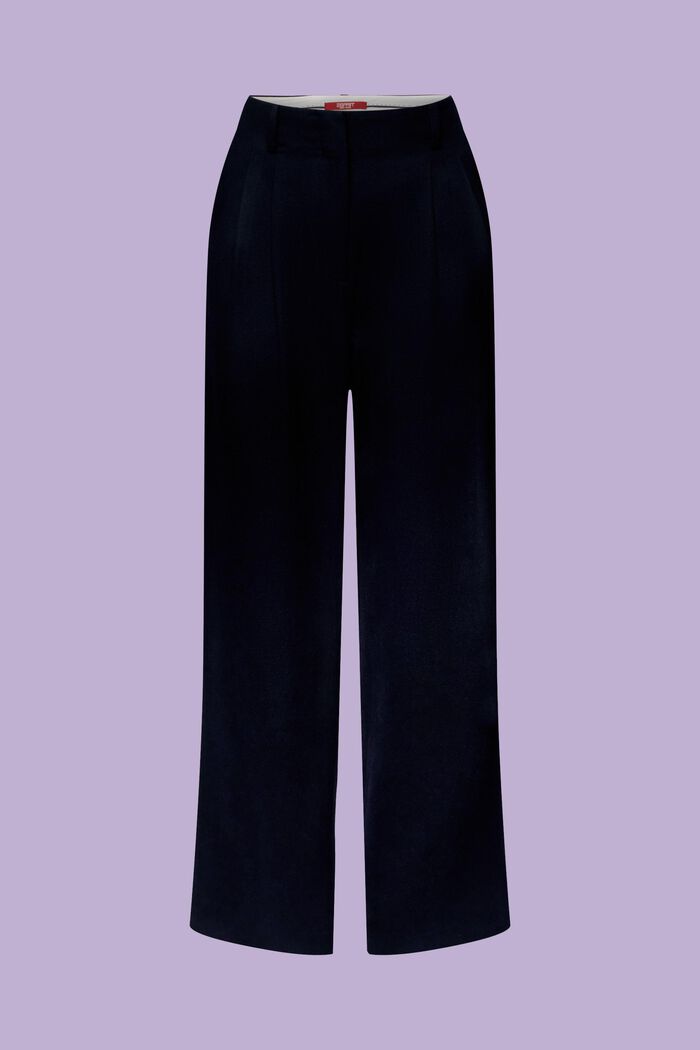 Pantalon à jambes larges en laine mélangée, NAVY, detail image number 6