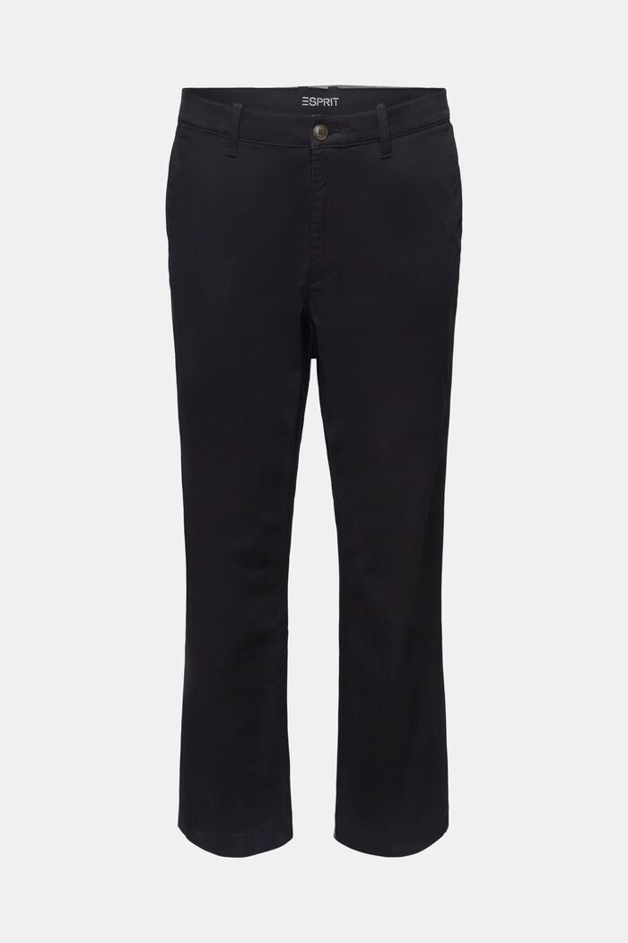 Pantalon chino droit en twill de coton, BLACK, detail image number 7