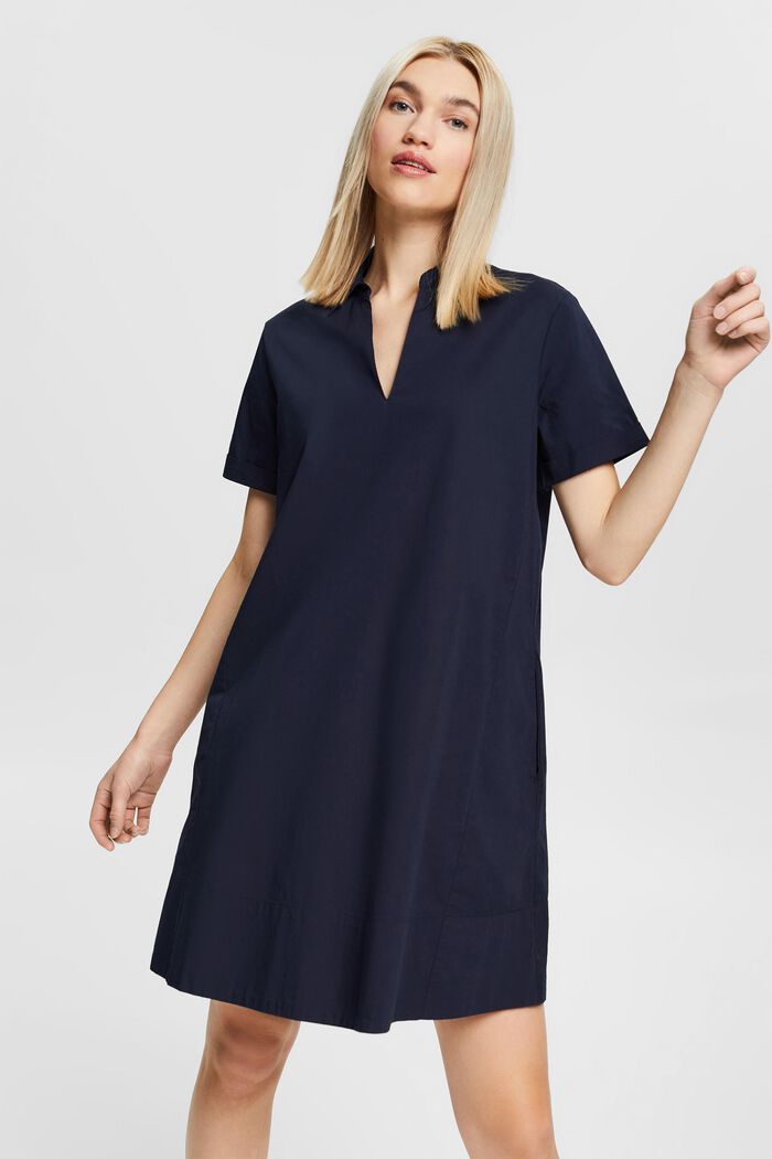 Robe-chemise en coton stretch, NAVY, detail image number 5