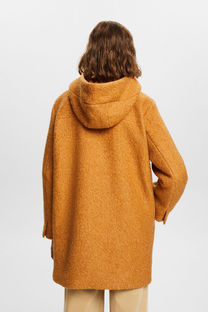 Manteau à capuche en mélange de laine bouclée, CARAMEL, detail image number 2