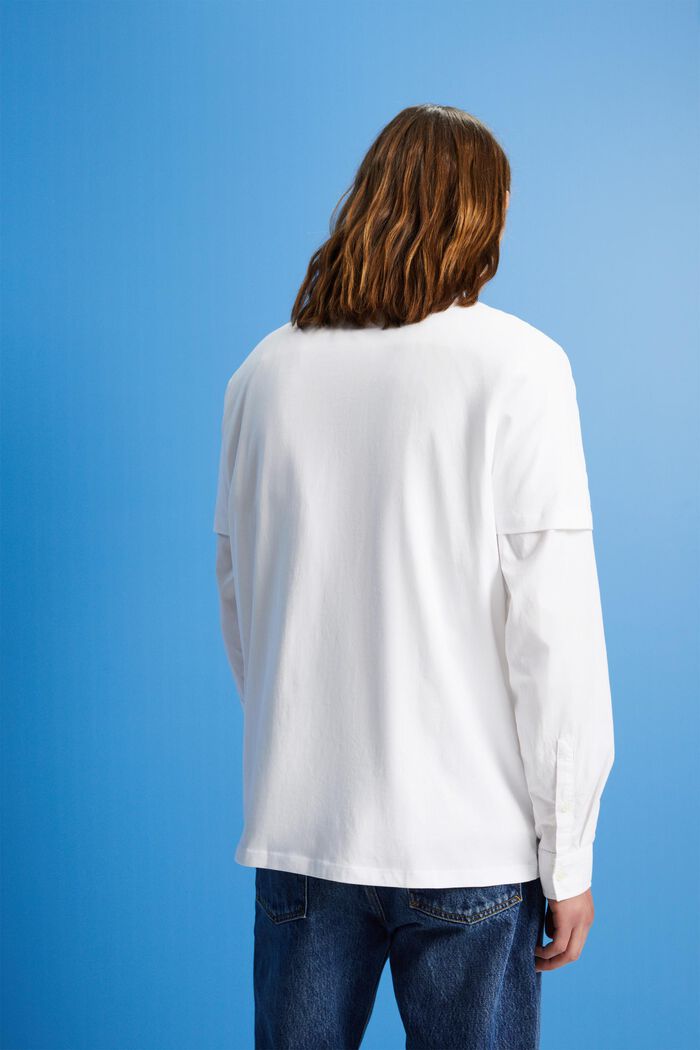 Haut en coton durable à poche-poitrine, WHITE, detail image number 3
