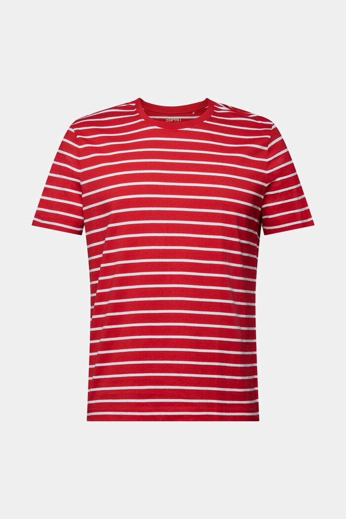 T-shirt rayé en jersey de coton, DARK RED, detail image number 7