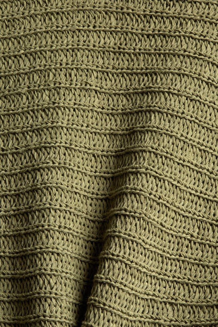 Pull-over à manches courtes en fil ruban, en coton mélangé, LIGHT KHAKI, detail image number 4