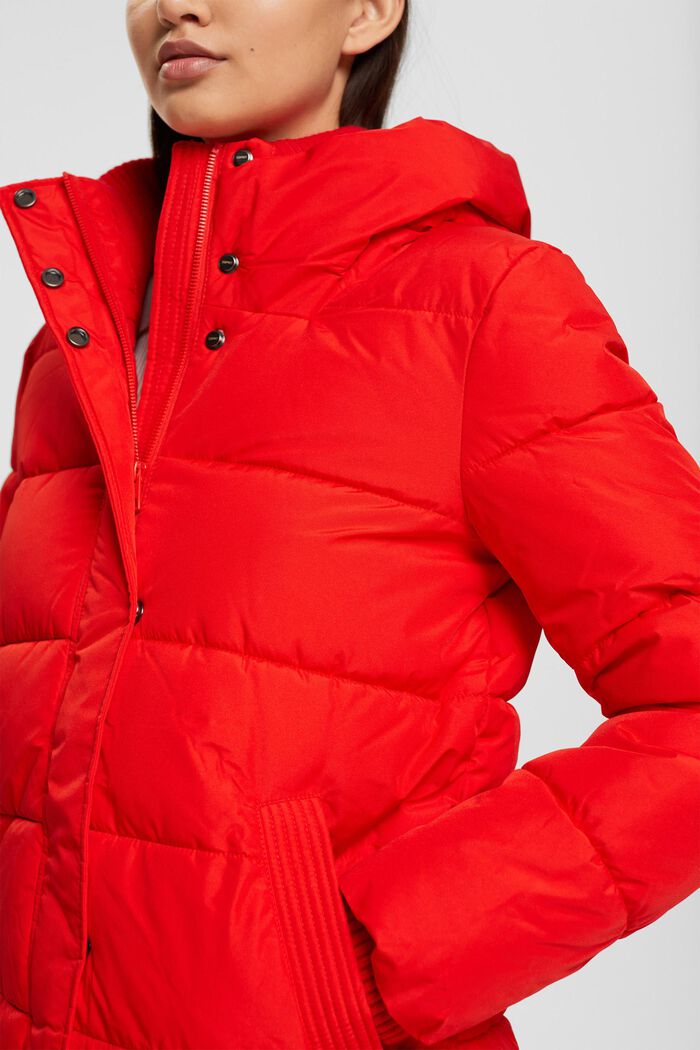 Manteau matelassé à détails en maille côtelée, RED, detail image number 2