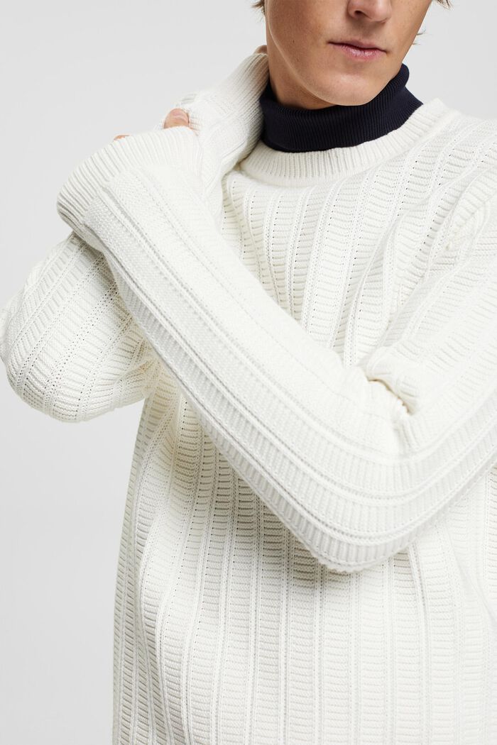 Pull-over en maille structurée, OFF WHITE, detail image number 2