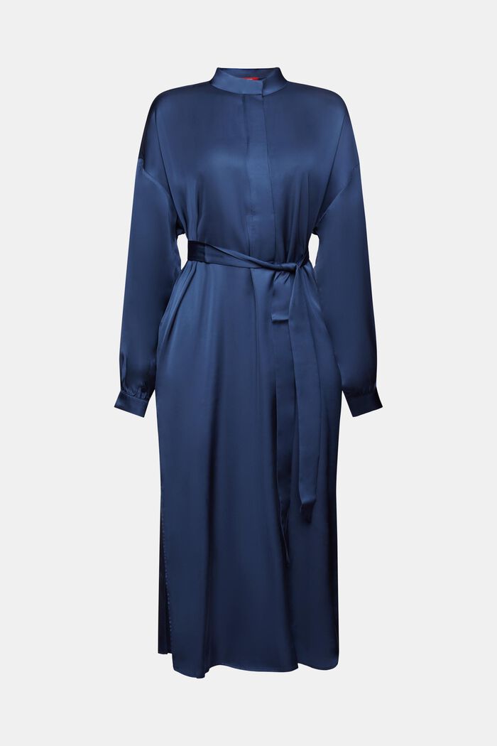Robe-chemise en satin, GREY BLUE, detail image number 5