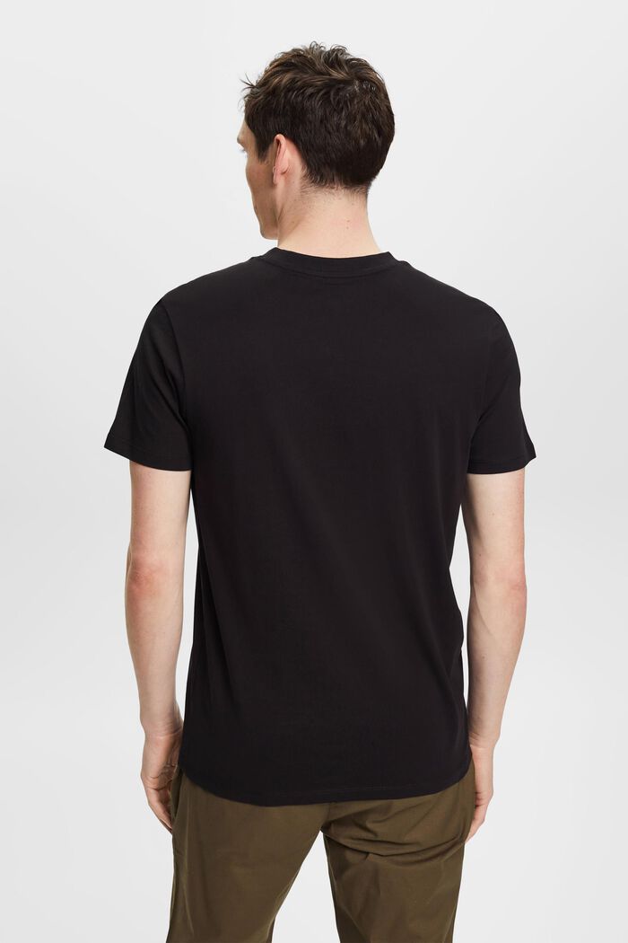 T-shirt en coton à encolure en V de coupe Slim Fit, BLACK, detail image number 3