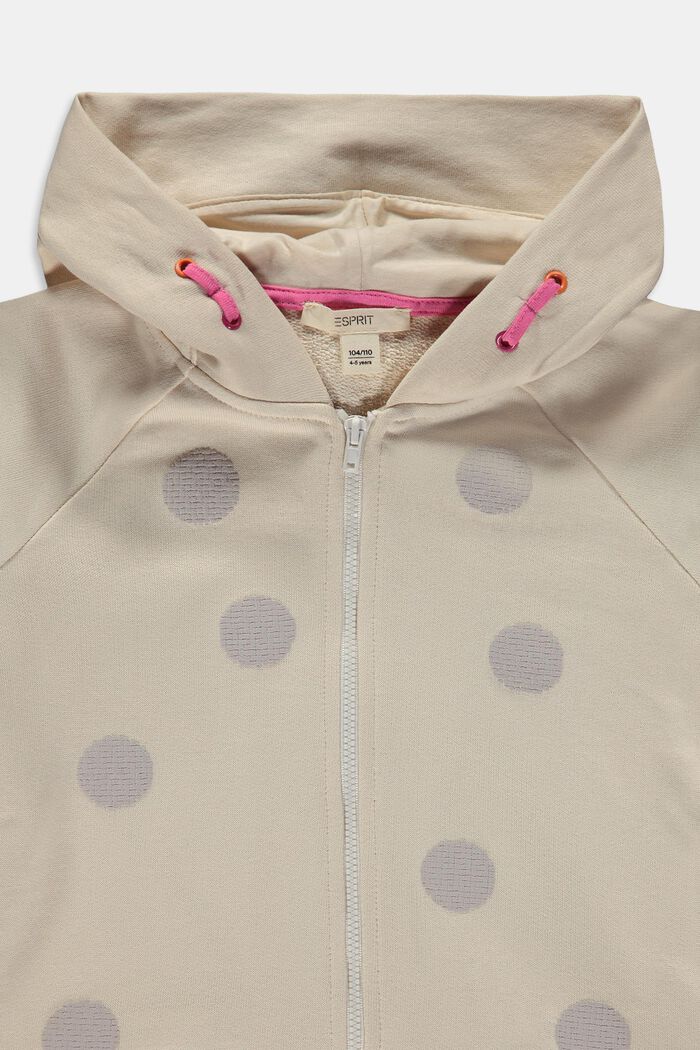 Sweat à capuche en coton zippé sur toute la longueur, LIGHT BEIGE, detail image number 2