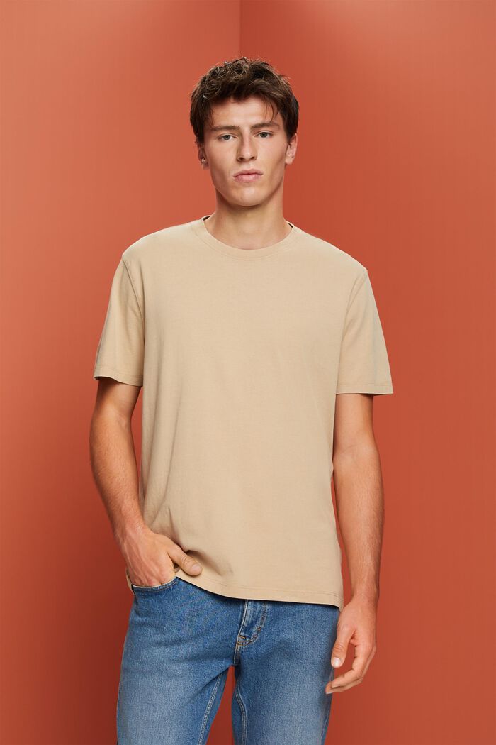 T-shirt en jersey teint en pièce, 100 % coton, SAND, detail image number 0