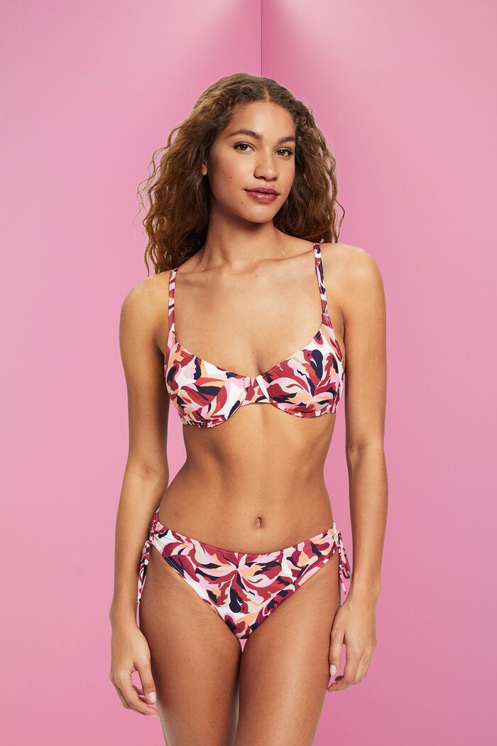 Haut de bikini à imprimé floral, DARK RED, detail image number 1