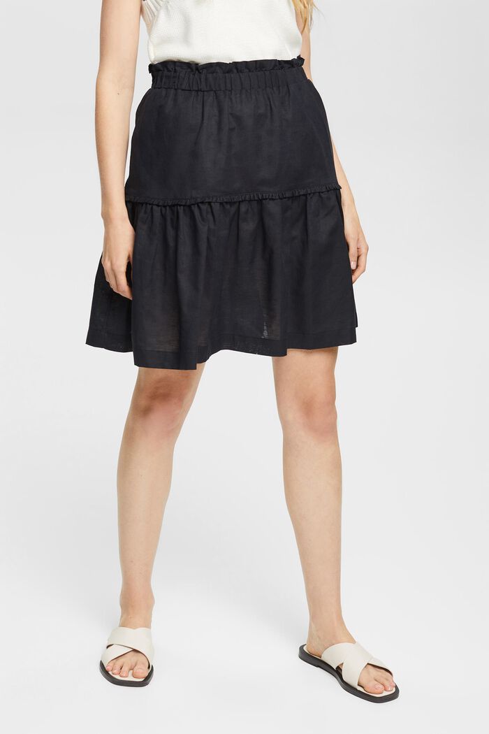 Mini-jupe en lin mélangé, BLACK, detail image number 2