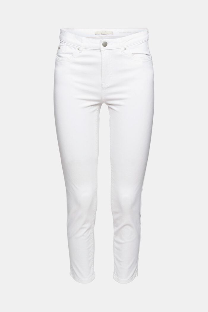 Pantalon stretch en coton, WHITE, overview