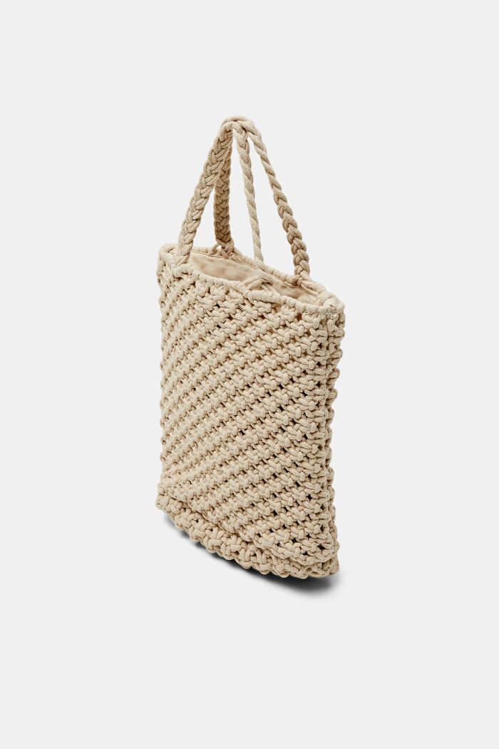 Mini sac fourre-tout en crochet, 100 % coton, OFF WHITE, detail image number 2