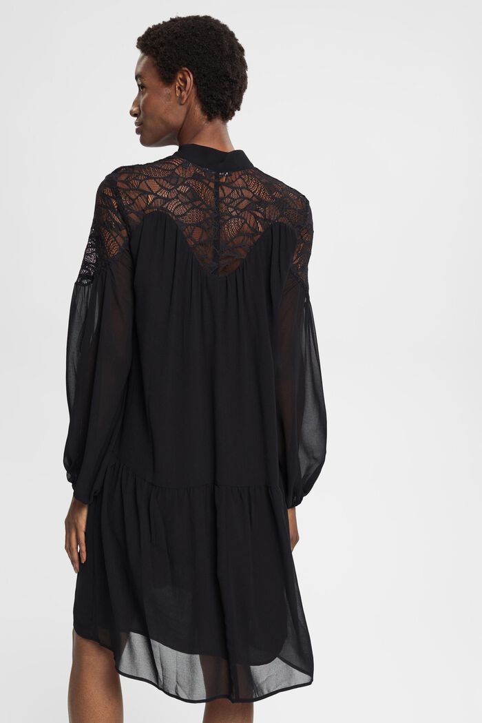 Mini-robe en mousseline rehaussée de dentelle, BLACK, detail image number 5