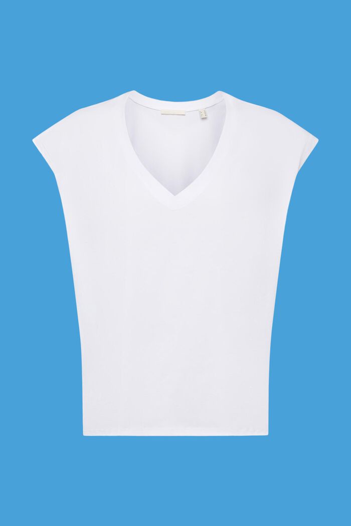 T-shirt en coton sans manches, à encolure en V, WHITE, detail image number 6