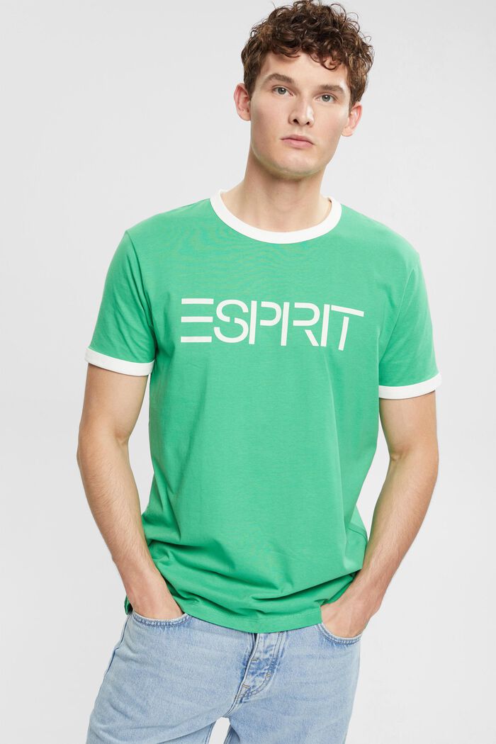 T-shirt en jersey à imprimé logo, GREEN, detail image number 0