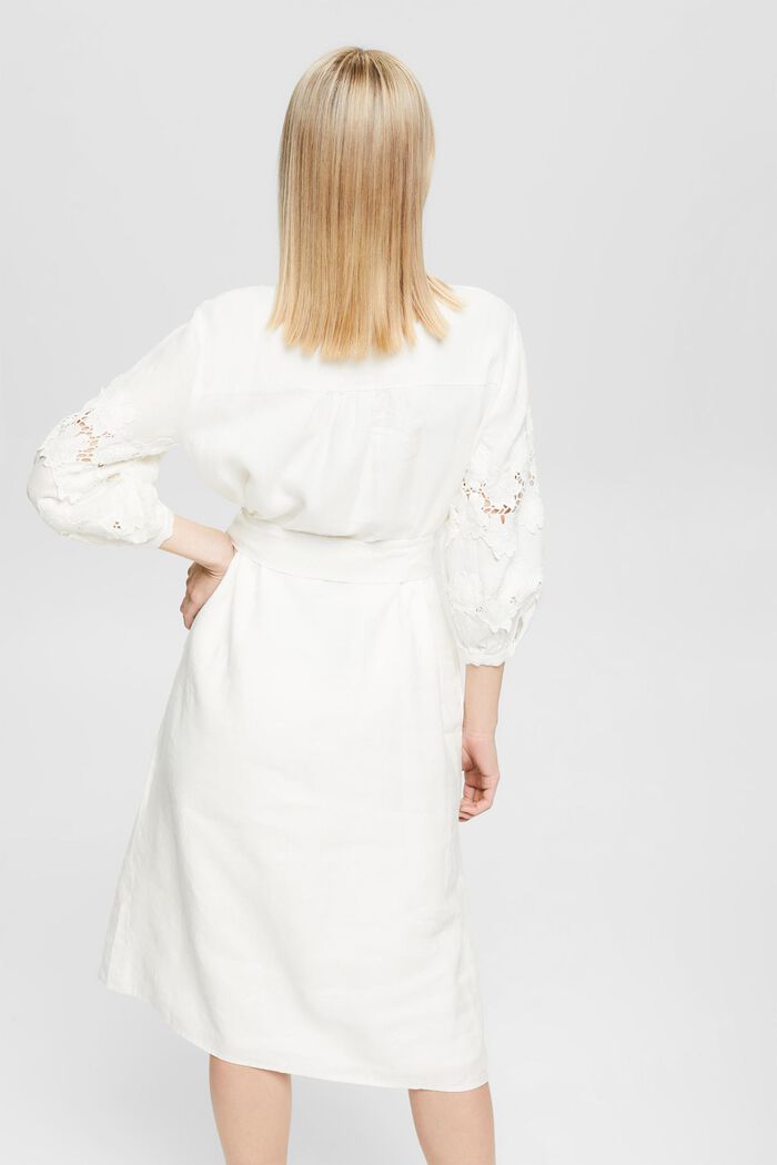 En lin : la robe-chemise dotée d´une ceinture à nouer, OFF WHITE, detail image number 3