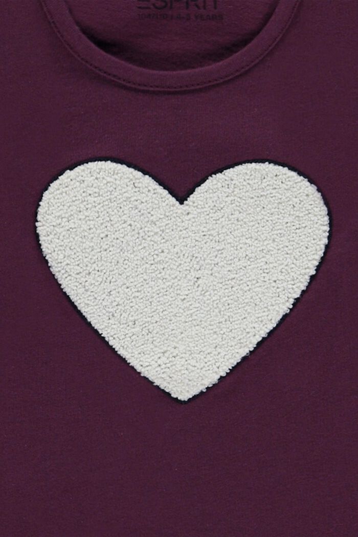 Top à manches longues orné d’un logo cœur, BORDEAUX RED, detail image number 2