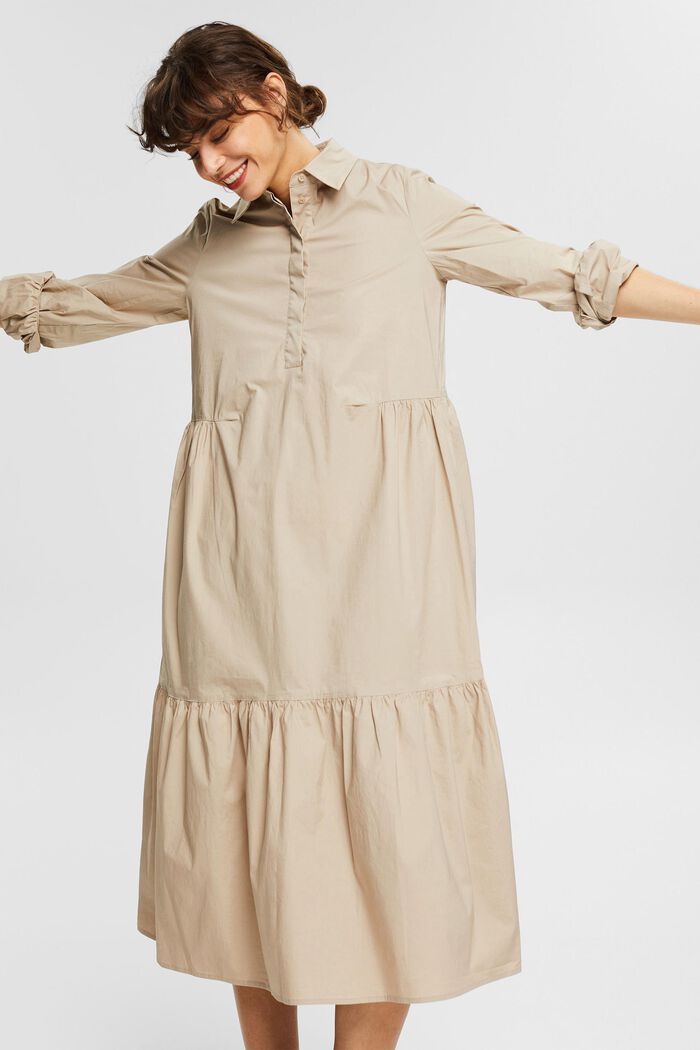 Robe chemisier maxi longueur, LIGHT TAUPE, detail image number 5