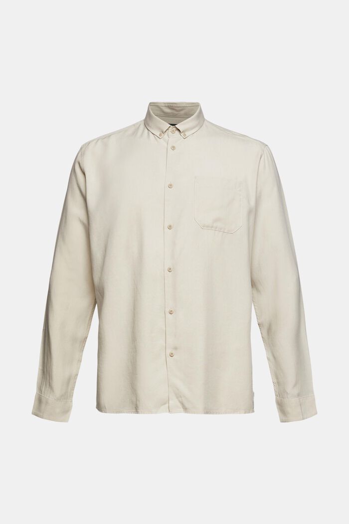 À teneur en lin : la chemise dotée d'un col à pointes boutonnées, LIGHT BEIGE, overview