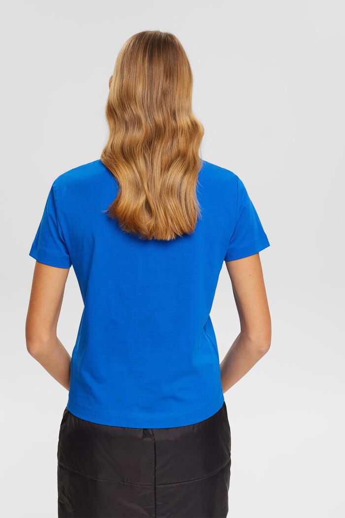 T-shirt à encolure ronde en coton, BLUE, detail image number 3