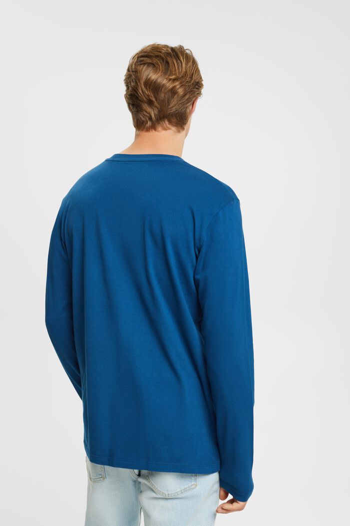 T-shirt col tunisien à manches longues, PETROL BLUE, detail image number 3
