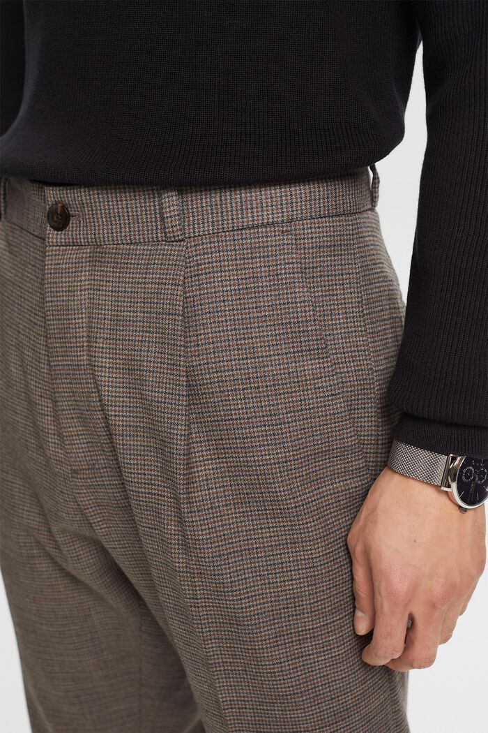 Pantalon en laine à motif pied-de-poule, BROWN GREY, detail image number 2
