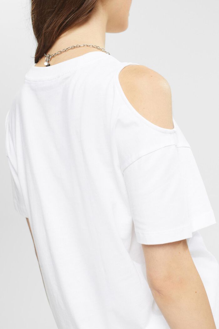 T-shirt à découpe sur l’épaule, WHITE, detail image number 3