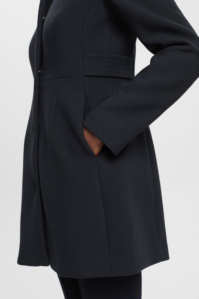 Manteau cintré à col à revers inversé, BLACK, detail image number 4