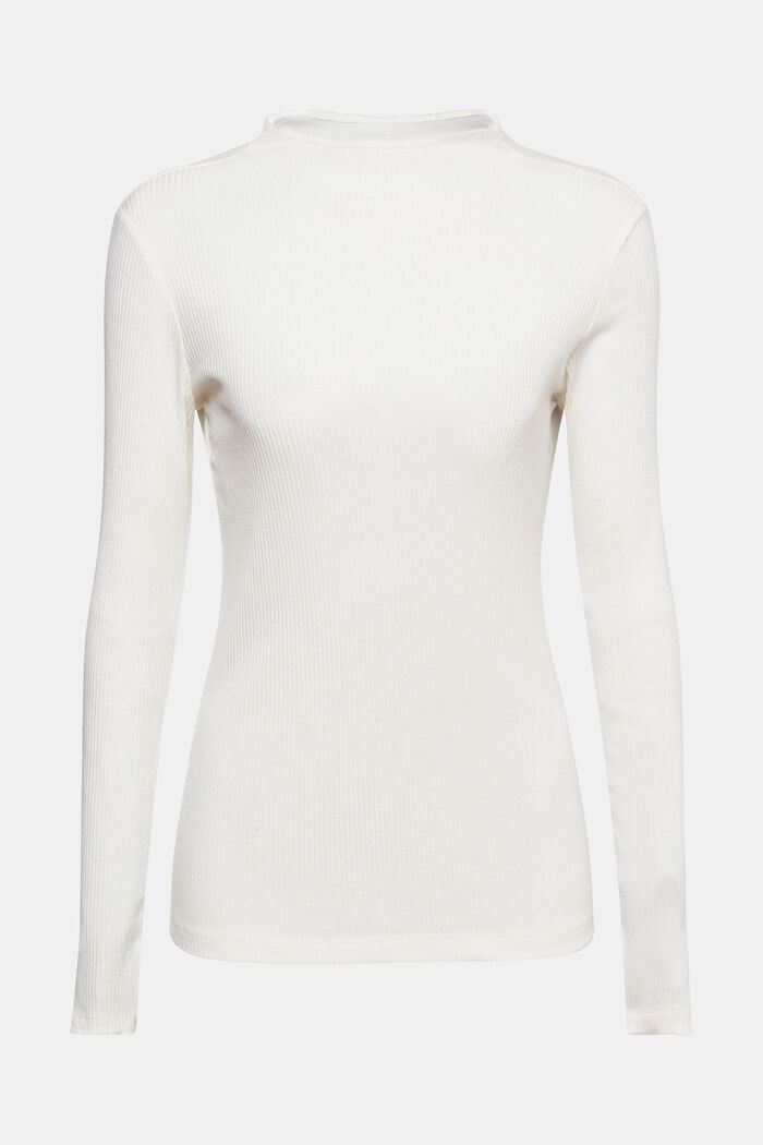 T-shirt côtelé à manches longues, coton mélangé, OFF WHITE, detail image number 6