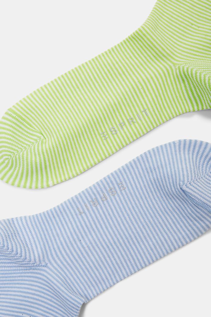 Lot de 2 paires de chaussettes rayées, coton biologique, BLUE/GREEN, detail image number 2