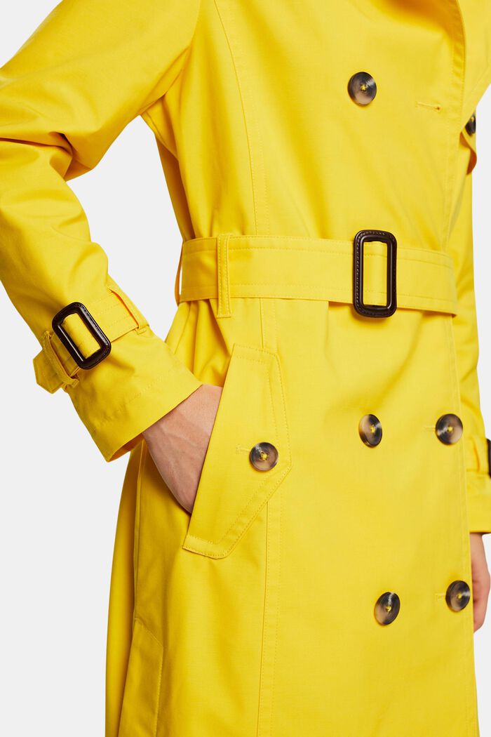 Trench-coat à boutonnage croisé et ceinture, YELLOW, detail image number 2