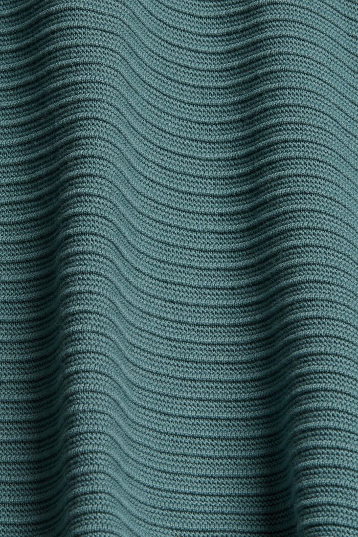 Pull-over à la texture côtelée, coton biologique, TEAL BLUE, detail image number 4