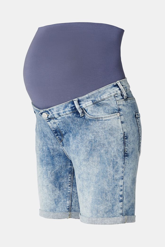 Short en jean à ceinture de maintien pour le ventre, BLUE LIGHT WASHED, overview
