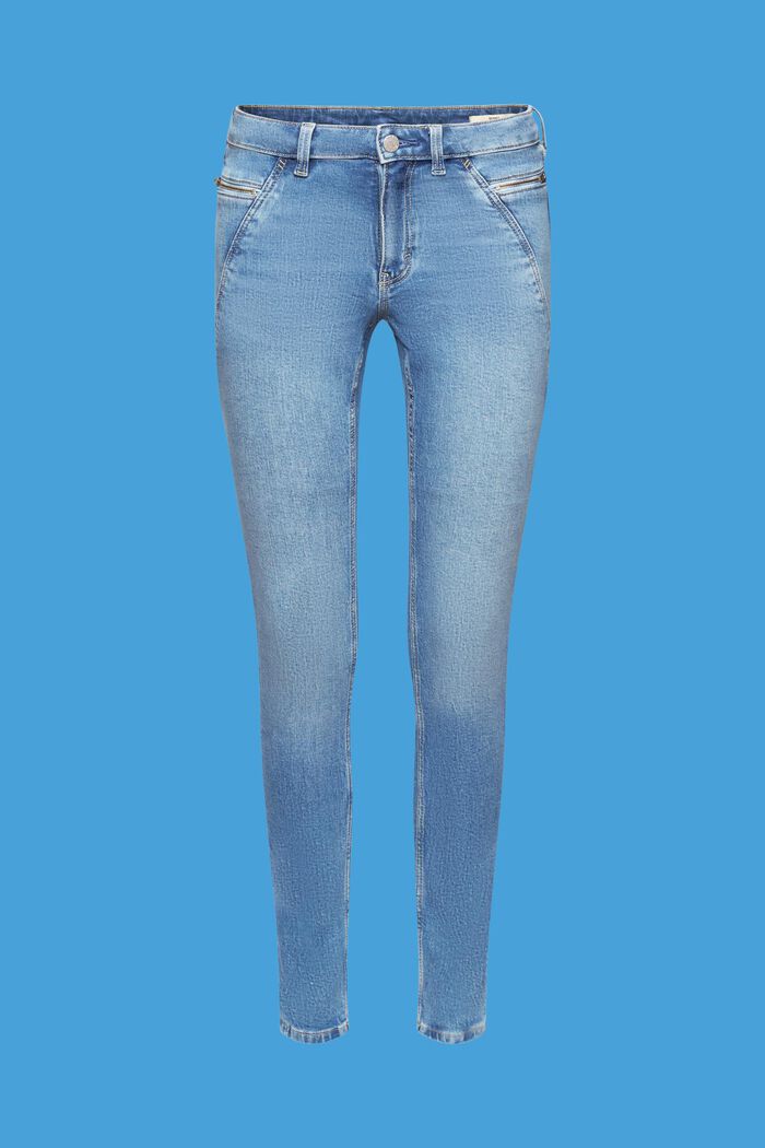 Jean de coupe Skinny Fit à taille mi-haute doté de poches zippées, BLUE LIGHT WASHED, detail image number 6