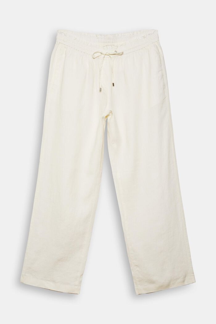 Pantalon en lin CURVY à jambes larges, OFF WHITE, overview