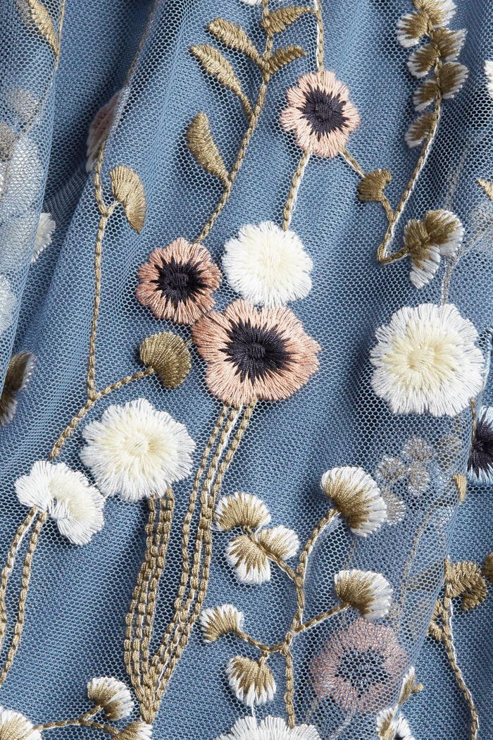Jupe en mesh à broderie florale, GREY BLUE, detail image number 4