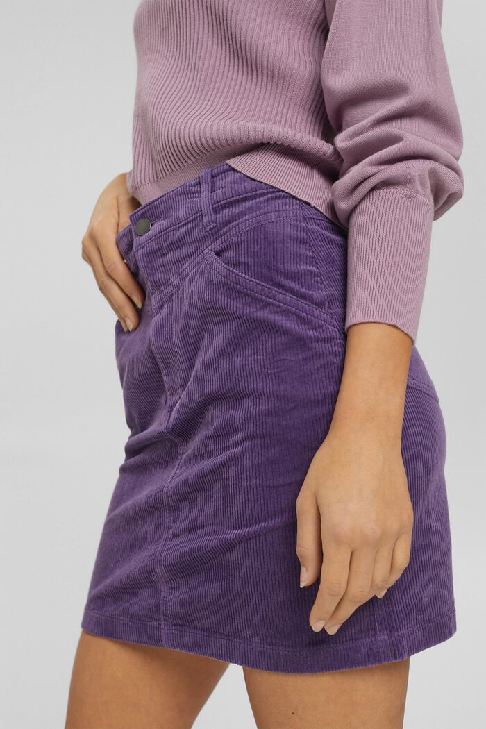 Mini-jupe en velours côtelé de coton, DARK PURPLE, detail image number 2