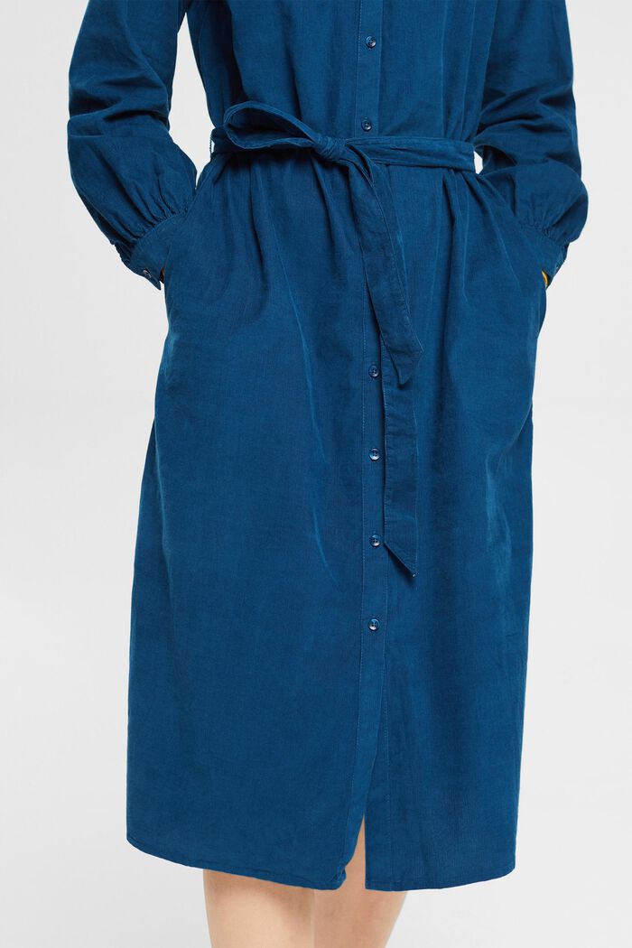 Robe longueur midi en velours côtelé, PETROL BLUE, detail image number 2