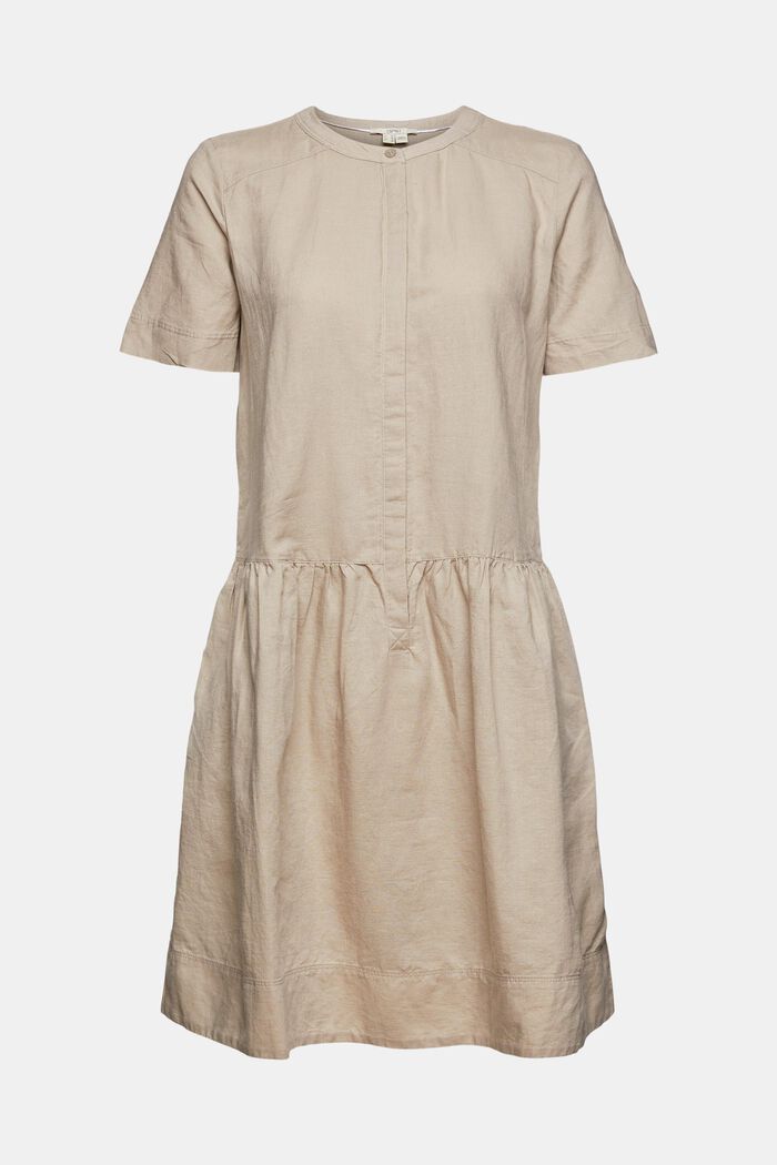 En lin mélangé : la robe à patte de boutonnage, LIGHT TAUPE, detail image number 5